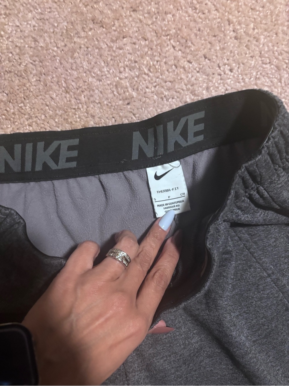 Nike Kids Dark Gray Therma-FIT Leggings with Black Waistband